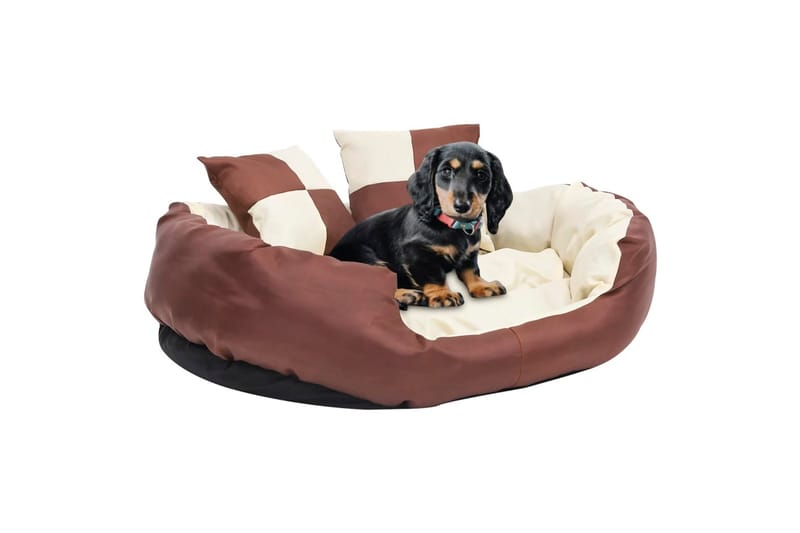Vendbar og vaskbar hundepute brun og kremhvit 85x70x20 cm - Brun - Sport & fritid - Til dyrene - For hund - Hundemøbler