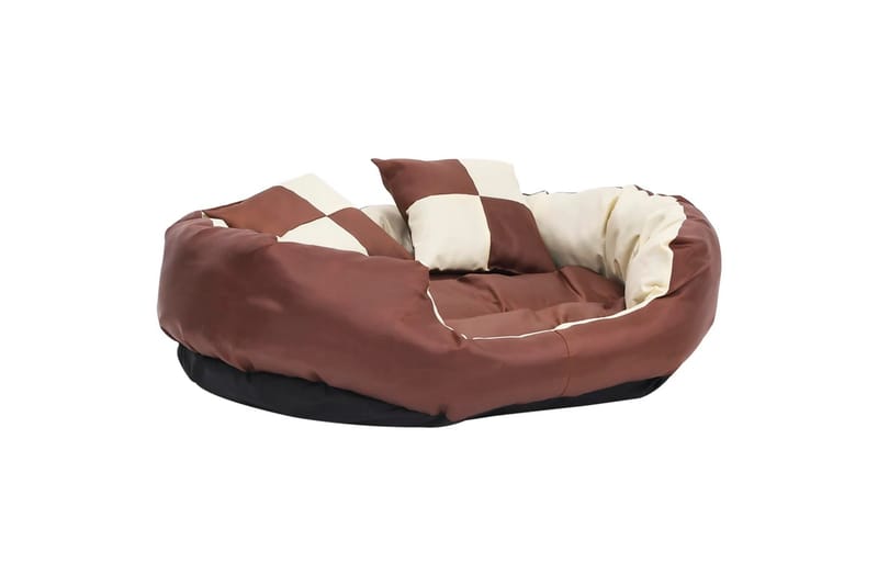 Vendbar og vaskbar hundepute brun og kremhvit 85x70x20 cm - Brun - Sport & fritid - Til dyrene - For hund - Hundemøbler