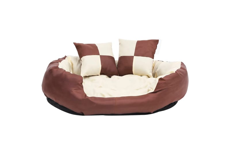 Vendbar og vaskbar hundepute brun og kremhvit 85x70x20 cm - Brun - Sport & fritid - Til dyrene - For hund - Hundemøbler
