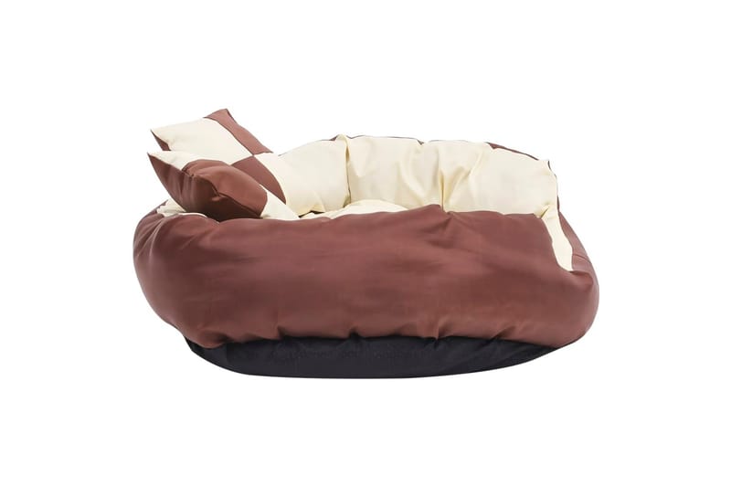 Vendbar og vaskbar hundepute brun og kremhvit 85x70x20 cm - Brun - Sport & fritid - Til dyrene - For hund - Hundemøbler