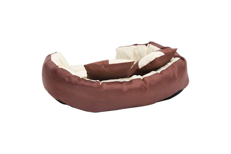 Vendbar og vaskbar hundepute brun og kremhvit 85x70x20 cm - Brun - Sport & fritid - Til dyrene - For hund - Hundemøbler