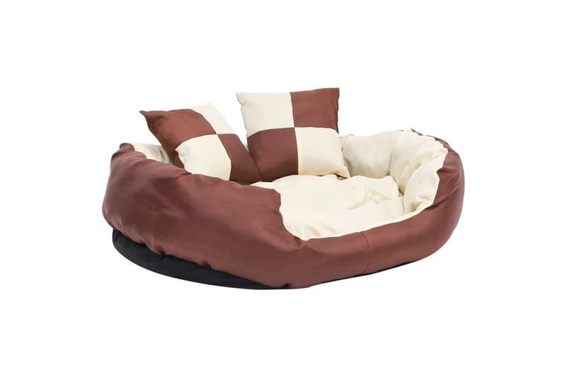 Vendbar og vaskbar hundepute brun og kremhvit 85x70x20 cm - Brun - Sport & fritid - Til dyrene - For hund - Hundemøbler