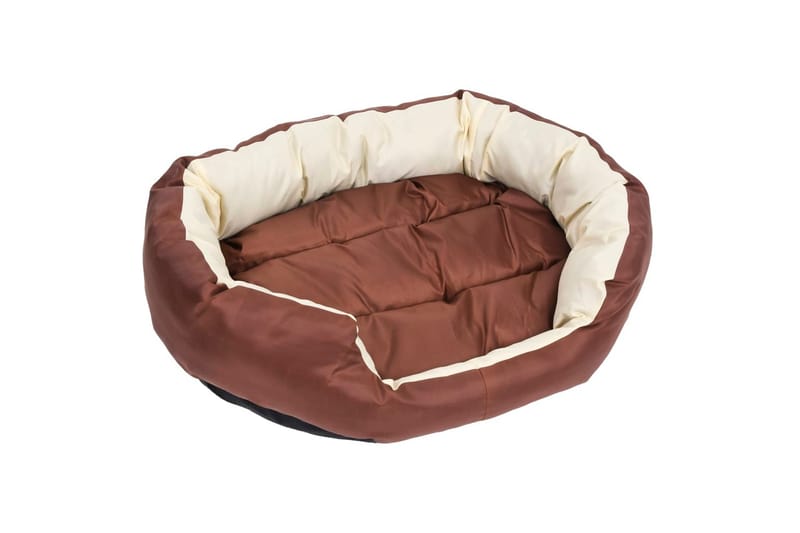 Vendbar og vaskbar hundepute brun og kremhvit 85x70x20 cm - Brun - Sport & fritid - Til dyrene - For hund - Hundemøbler
