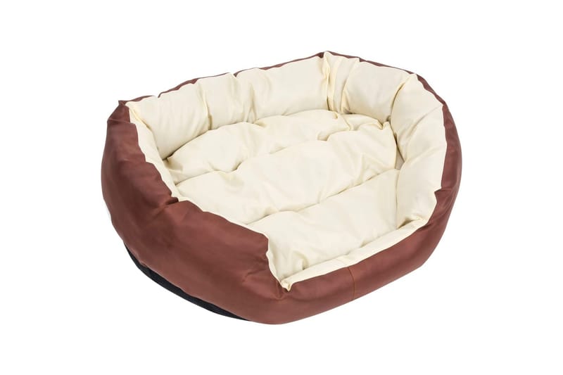 Vendbar og vaskbar hundepute brun og kremhvit 85x70x20 cm - Brun - Sport & fritid - Til dyrene - For hund - Hundemøbler