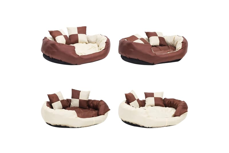 Vendbar og vaskbar hundepute brun og kremhvit 85x70x20 cm - Brun - Sport & fritid - Til dyrene - For hund - Hundemøbler