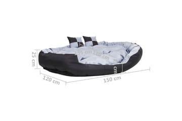 Vendbar og vaskbar hundepute grå og svart 150x120x25 cm - Grå - Sport & fritid - Til dyrene - For hund - Hundemøbler