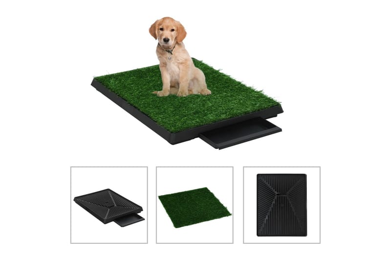 Dyretoalett med skuff og kunstgress grønn 63x50x7 cm WC - Sport & fritid - Til dyrene - For hund - Hundetilbehør & hundeaccessoarer - Hundebæsjposer & Valpematte