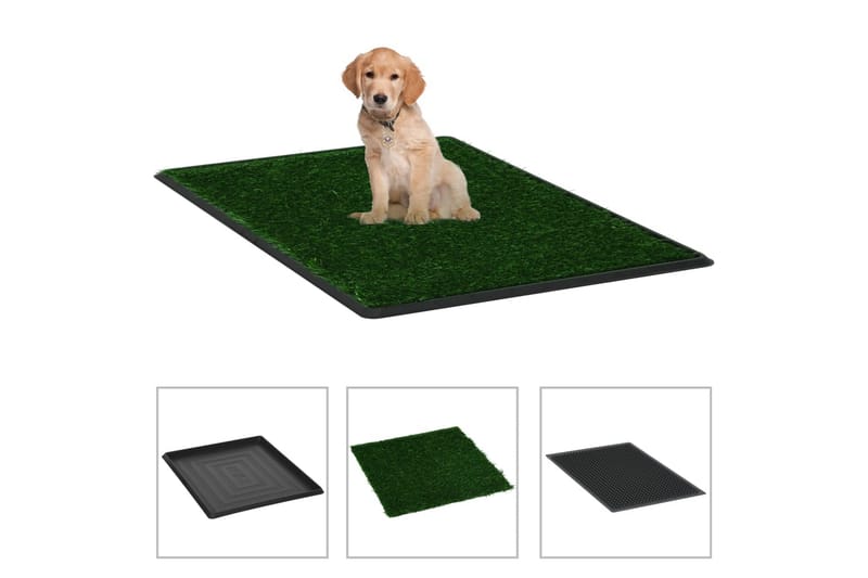 Dyretoalett med skuff og kunstgress grønn 64x51x3 cm WC - Sport & fritid - Til dyrene - For hund - Hundetilbehør & hundeaccessoarer - Hundebæsjposer & Valpematte