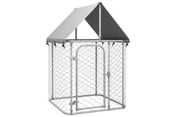 Utendørs hundegård med tak 100x100x150 cm - Silver - Sport & fritid - Til dyrene - For hund - Hundemøbler