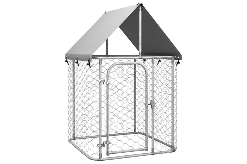 Utendørs hundegård med tak 100x100x150 cm - Silver - Sport & fritid - Til dyrene - For hund - Hundemøbler