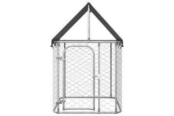 Utendørs hundegård med tak 100x100x150 cm - Silver - Sport & fritid - Til dyrene - For hund - Hundemøbler
