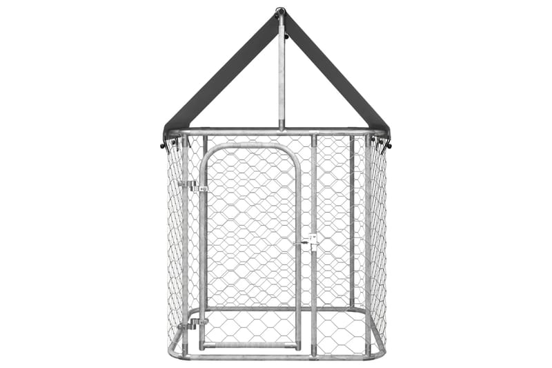 Utendørs hundegård med tak 100x100x150 cm - Silver - Sport & fritid - Til dyrene - For hund - Hundemøbler
