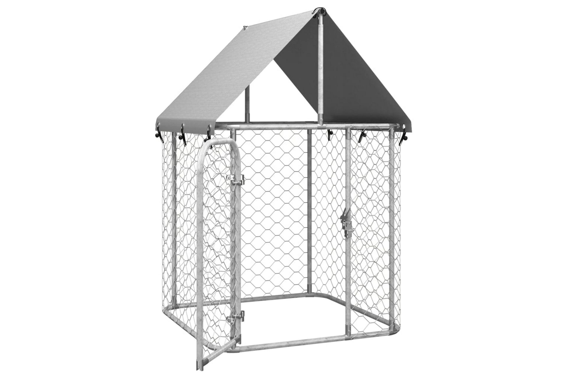 Utendørs hundegård med tak 100x100x150 cm - Silver - Sport & fritid - Til dyrene - For hund - Hundemøbler