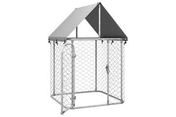Utendørs hundegård med tak 100x100x150 cm - Silver - Sport & fritid - Til dyrene - For hund - Hundemøbler
