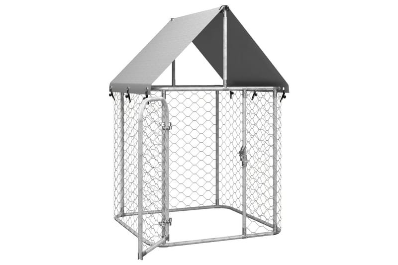 Utendørs hundegård med tak 100x100x150 cm - Silver - Sport & fritid - Til dyrene - For hund - Hundemøbler