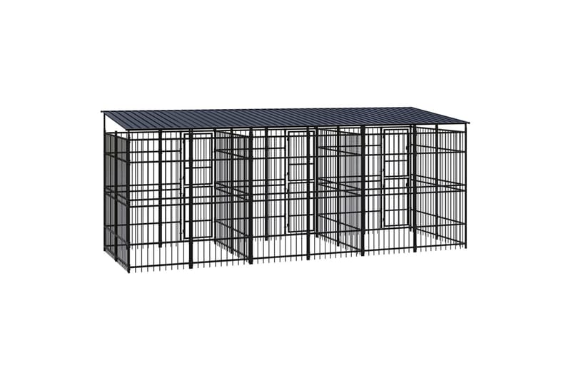 Utendørs hundegård med tak stål 11,06 m² - Svart - Sport & fritid - Til dyrene - For hund - Hundemøbler