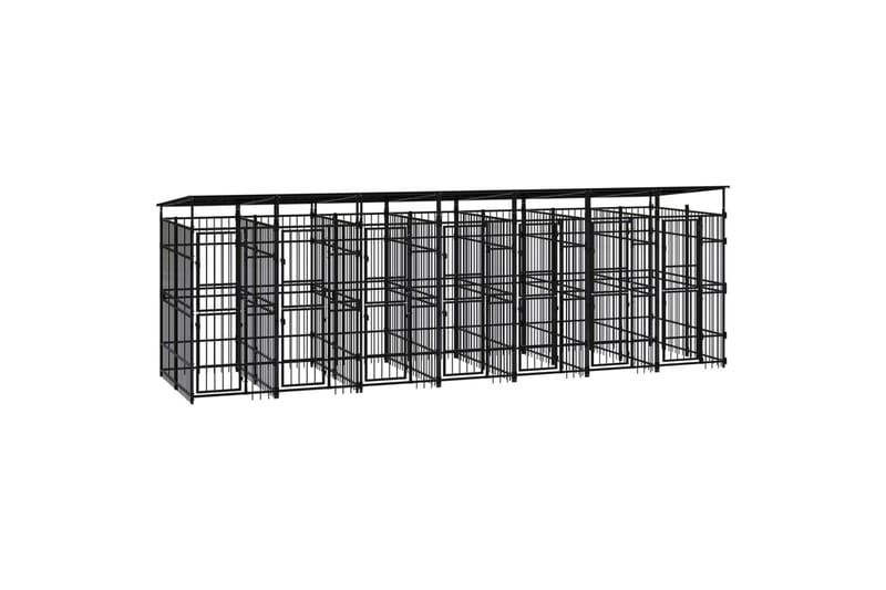 Utendørs hundegård med tak stål 12,9 m² - Svart - Sport & fritid - Til dyrene - For hund - Hundemøbler