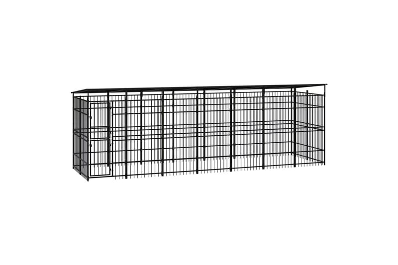 Utendørs hundegård med tak stål 12,9 m² - Svart - Sport & fritid - Til dyrene - For hund - Hundemøbler