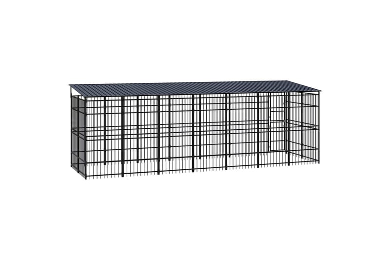 Utendørs hundegård med tak stål 12,9 m² - Svart - Sport & fritid - Til dyrene - For hund - Hundemøbler