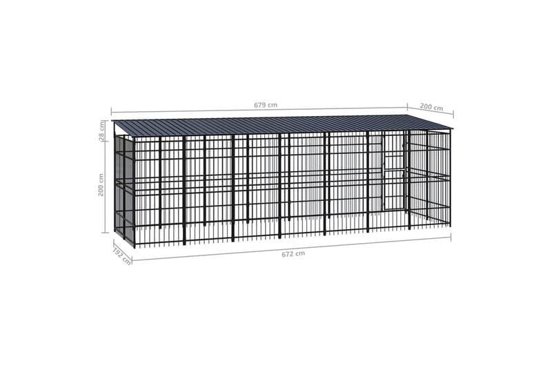 Utendørs hundegård med tak stål 12,9 m² - Svart - Sport & fritid - Til dyrene - For hund - Hundemøbler