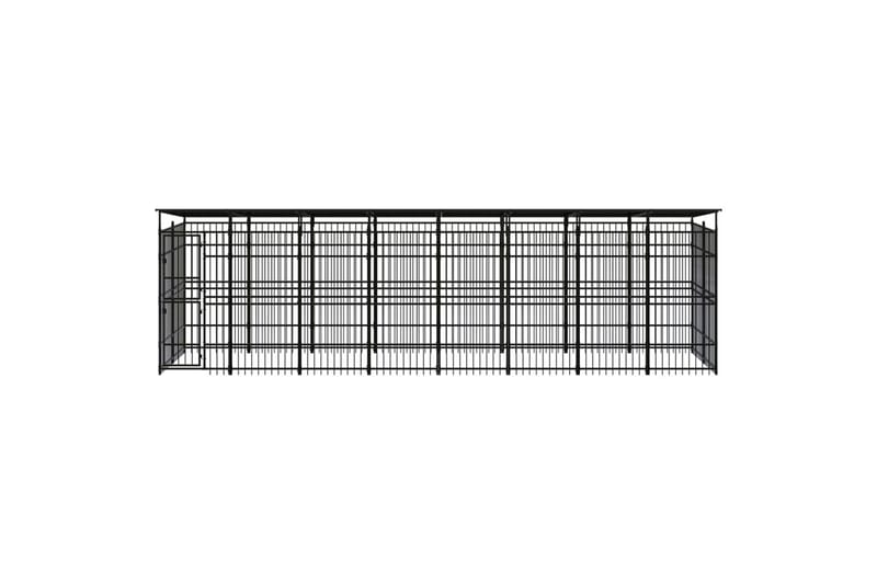 Utendørs hundegård med tak stål 14,75 m² - Svart - Sport & fritid - Til dyrene - For hund - Hundemøbler