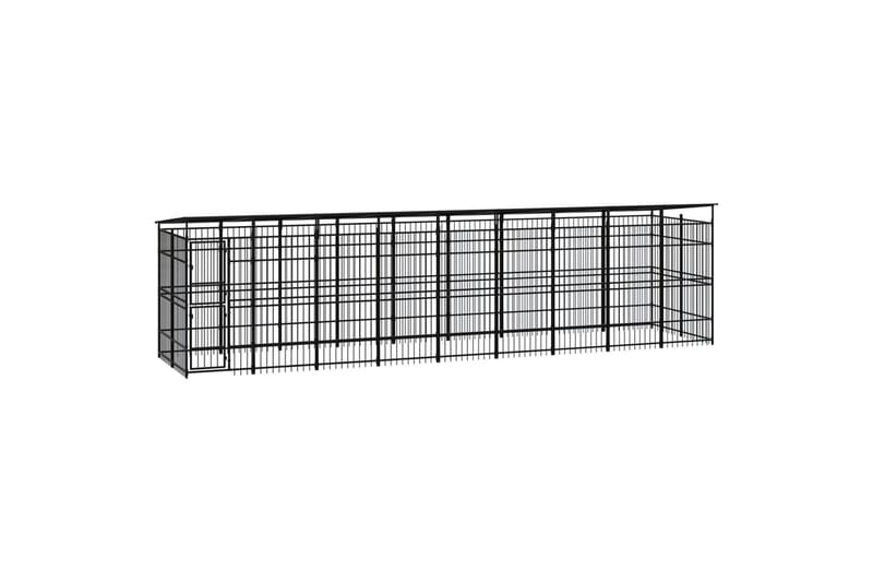 Utendørs hundegård med tak stål 16,59 m² - Svart - Sport & fritid - Til dyrene - For hund - Hundemøbler