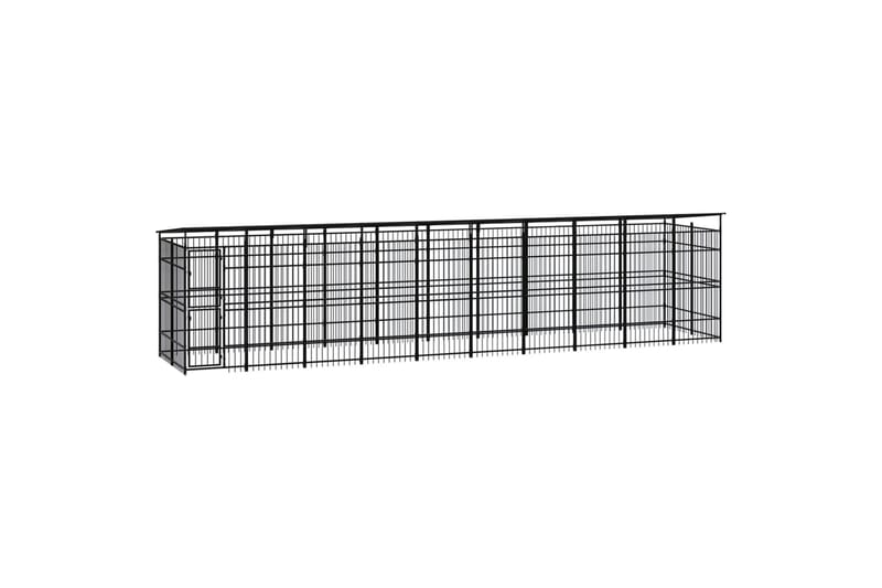 Utendørs hundegård med tak stål 18,43 m² - Svart - Sport & fritid - Til dyrene - For hund - Hundemøbler