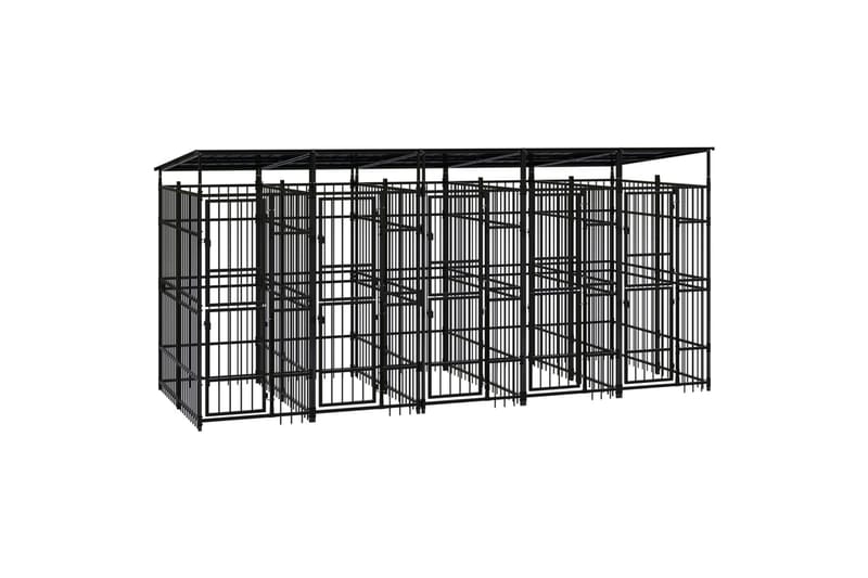 Utendørs hundegård med tak stål 9,22 m² - Svart - Sport & fritid - Til dyrene - For hund - Hundemøbler