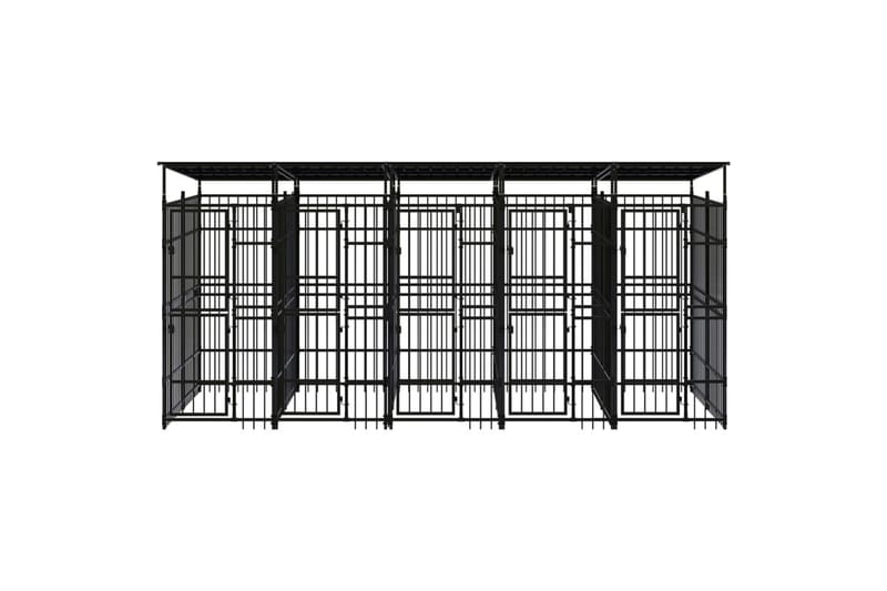Utendørs hundegård med tak stål 9,22 m² - Svart - Sport & fritid - Til dyrene - For hund - Hundemøbler