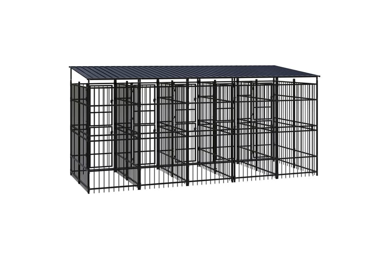 Utendørs hundegård med tak stål 9,22 m² - Svart - Sport & fritid - Til dyrene - For hund - Hundemøbler