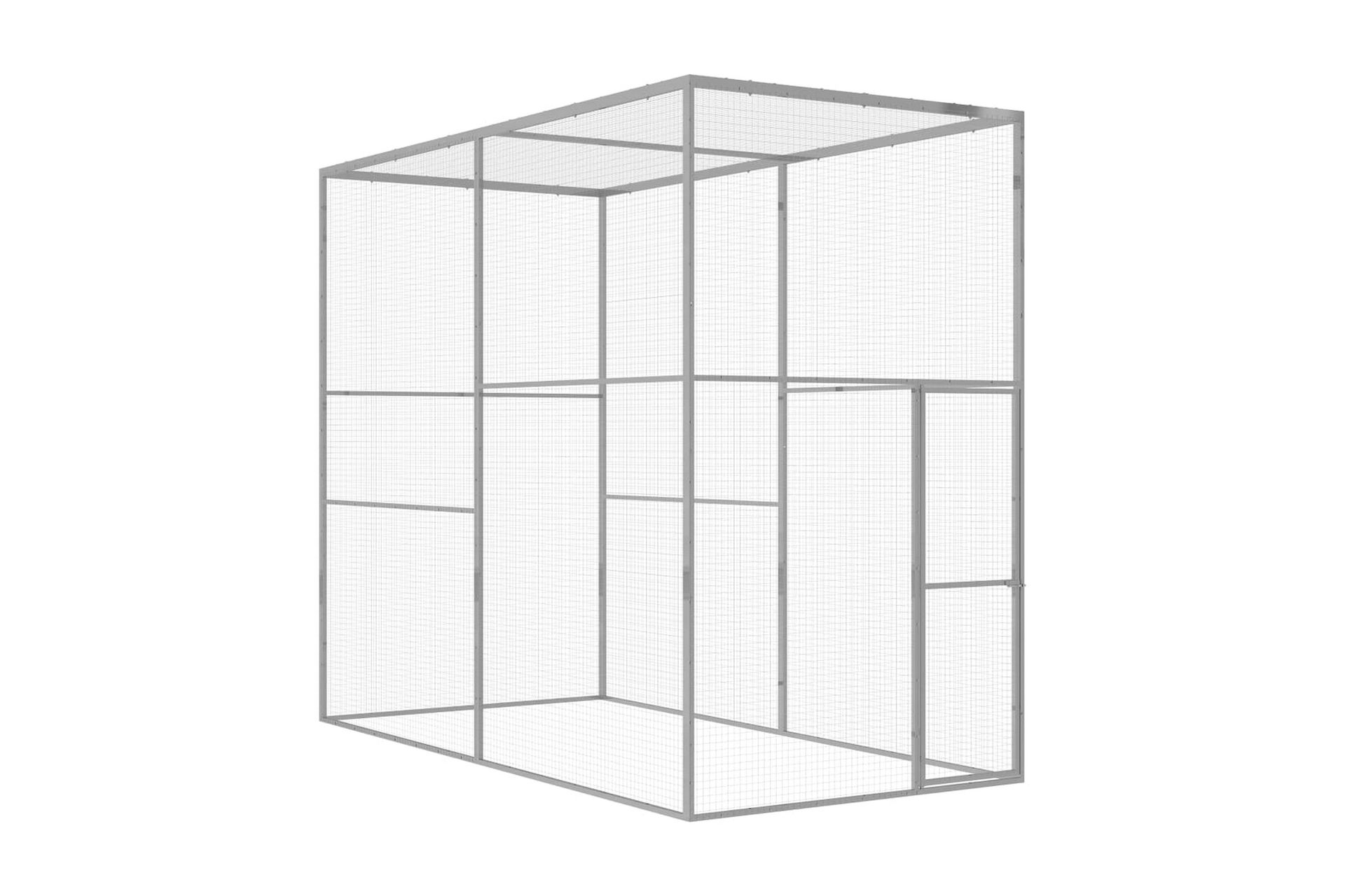 Kattegård 3x1,5x2,5 m galvanisert stål - Silver - Sport & fritid - Til dyrene - Katt - Kattebur & katteveske