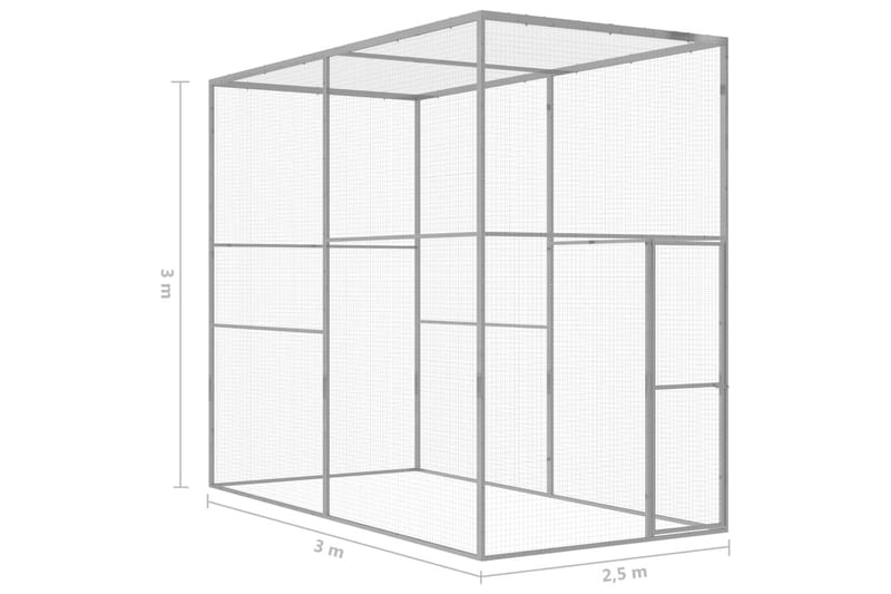 Kattegård 3x1,5x2,5 m galvanisert stål - Silver - Sport & fritid - Til dyrene - Katt - Kattebur & katteveske