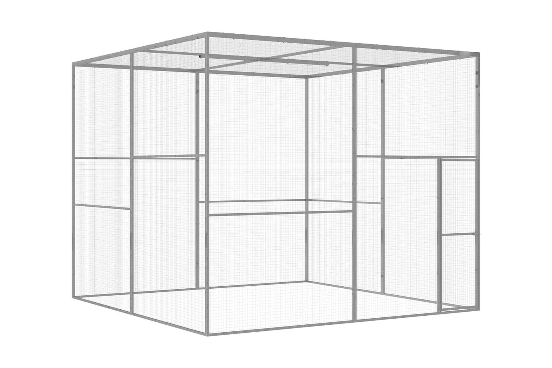 Kattegård 3x3x2,5 m galvanisert stål - Silver - Sport & fritid - Til dyrene - Katt - Kattebur & katteveske