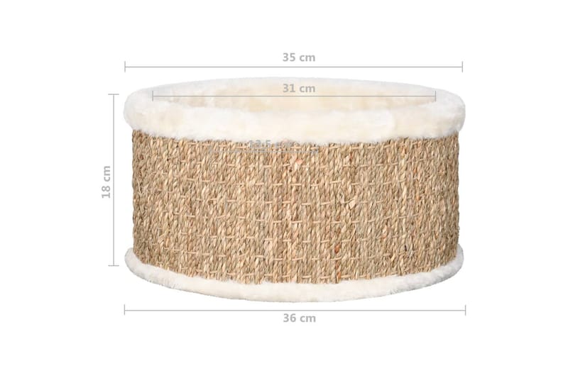 Kattekurv rund 36 cm sjøgress - Beige - Sport & fritid - Til dyrene - Katt - Kattemøbler - Kattekurv & katteseng