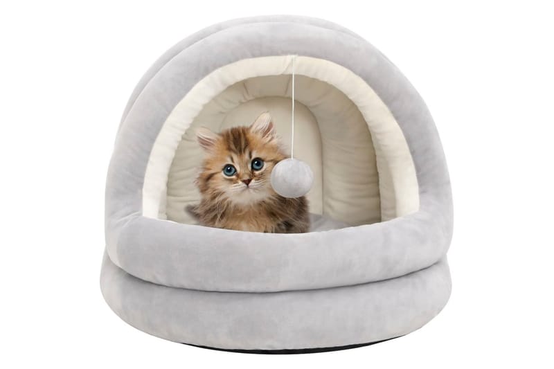 Katteseng 40x40x35 cm grå og kremhvit - Grå - Sport & fritid - Til dyrene - Katt - Kattemøbler