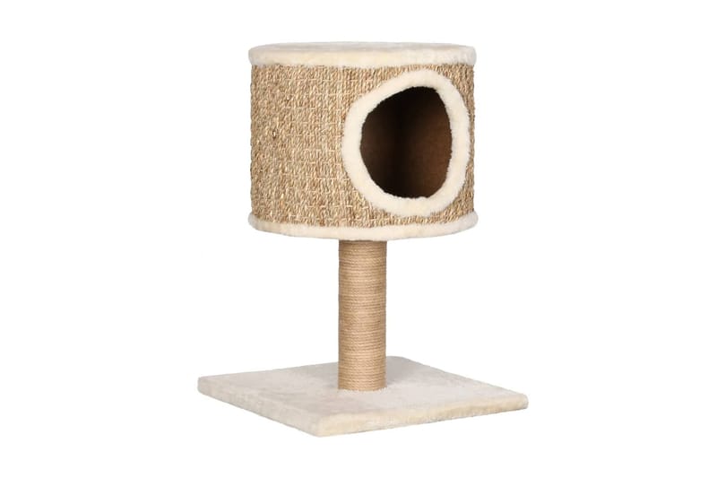 Kattetre med kattehus og klorestolpe 52 cm sjøgress - Beige - Kattemøbler - Klorestativ & kloremøbler