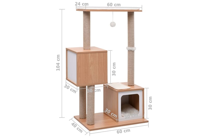 Kattetre med klorematte i sisal 104 cm - Sport & fritid - Til dyrene - Katt - Kattemøbler - Klorestativ & kloremøbler