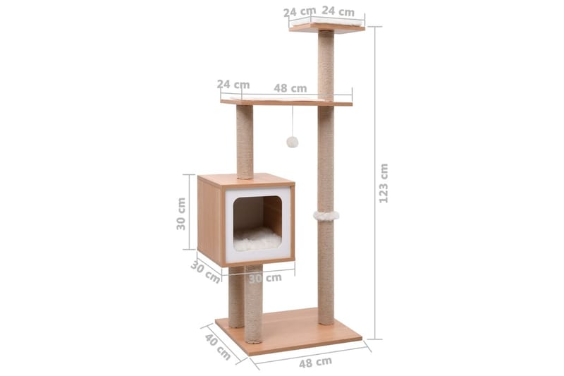 Kattetre med klorematte i sisal 123 cm - Klorestativ & kloremøbler - Kattemøbler