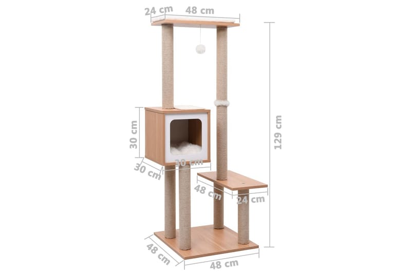 Kattetre med klorematte i sisal 129 cm - Sport & fritid - Til dyrene - Katt - Kattemøbler - Klorestativ & kloremøbler