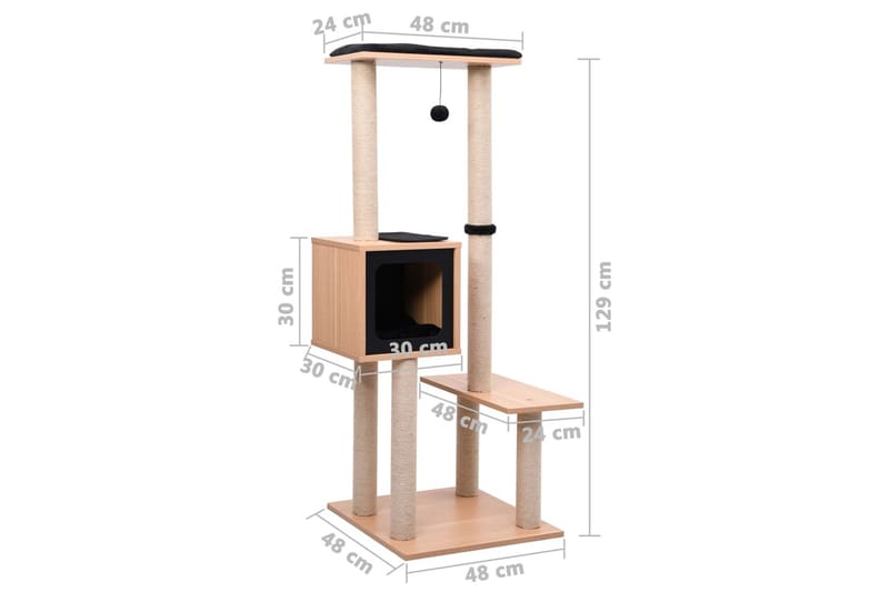 Kattetre med klorematte i sisal 129 cm - Sport & fritid - Til dyrene - Katt - Kattemøbler - Klorestativ & kloremøbler