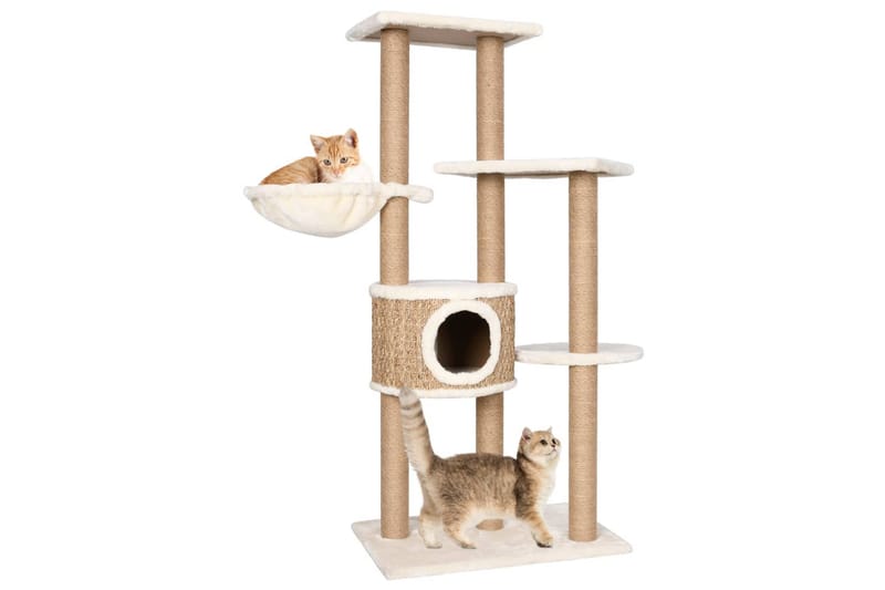 Kattetre med klorestolpe 126 cm sjøgress - Beige - Kattemøbler - Klorestativ & kloremøbler