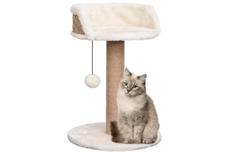 Kattetre med klorestolpe 49 cm sjøgress - Beige - Klorestativ & kloremøbler - Kattemøbler