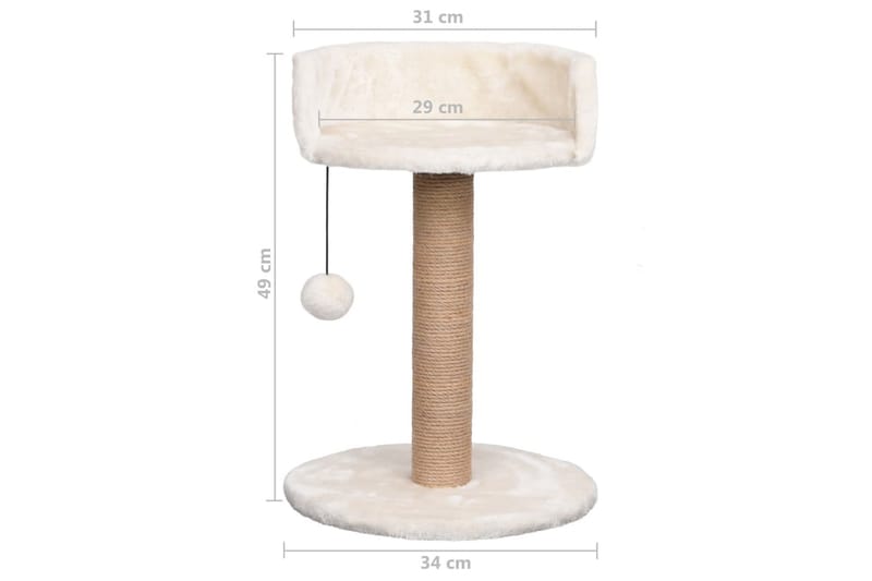 Kattetre med klorestolpe 49 cm sjøgress - Beige - Sport & fritid - Til dyrene - Katt - Kattemøbler - Klorestativ & kloremøbler