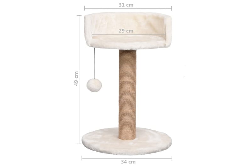 Kattetre med klorestolpe 49 cm sjøgress - Beige - Klorestativ & kloremøbler - Kattemøbler