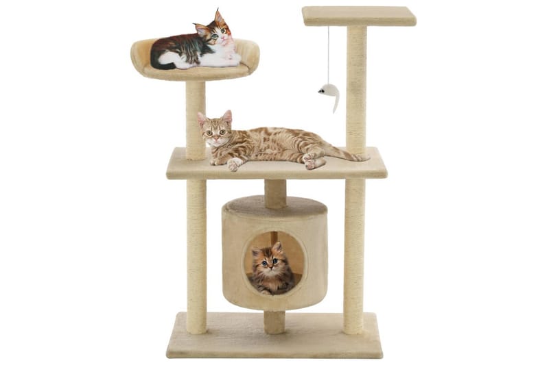 Kattetre med klorestolper i sisal 95 cm beige - Beige - Sport & fritid - Til dyrene - Katt - Kattemøbler