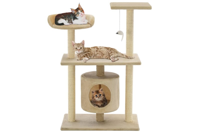 Kattetre med klorestolper i sisal 95 cm beige - Beige - Kattemøbler