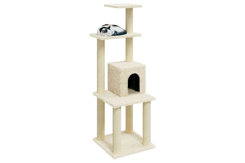 Kattetre med klorestolper i sisal kremhvit 105 cm - Krem - Klorestativ & kloremøbler - Kattemøbler