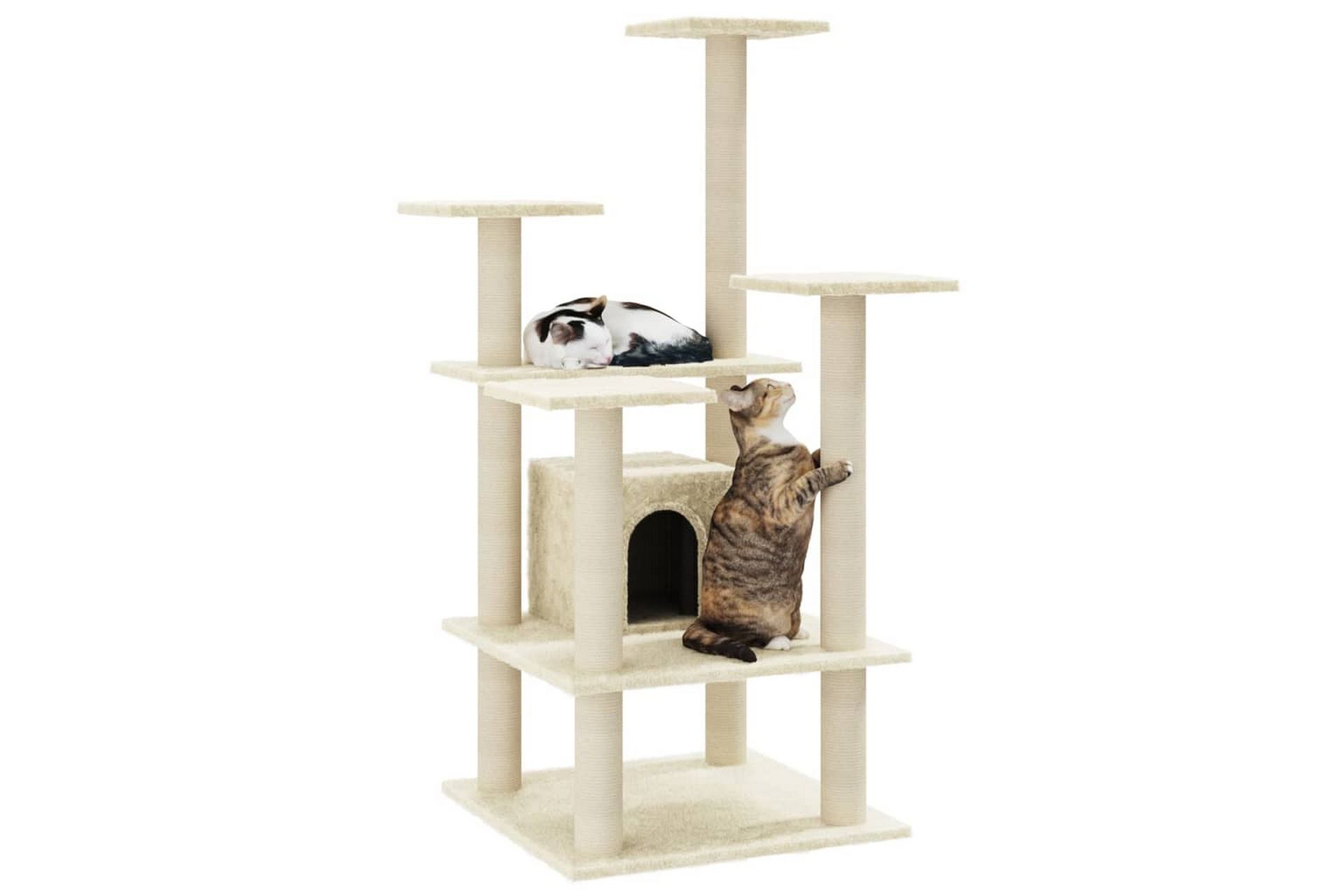 Kattetre med klorestolper i sisal kremhvit 110 cm - Krem - Sport & fritid - Til dyrene - Katt - Kattemøbler - Klorestativ & kloremøbler