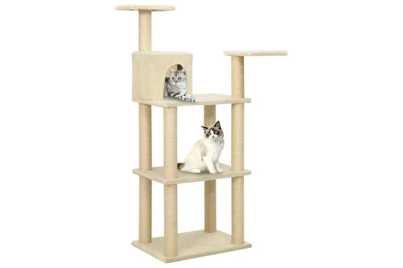Kattetre med klorestolper i sisal kremhvit 119 cm - Krem - Kattemøbler - Klorestativ & kloremøbler