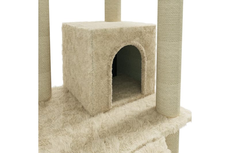 Kattetre med klorestolper i sisal kremhvit 155 cm - Krem - Klorestativ & kloremøbler - Kattemøbler